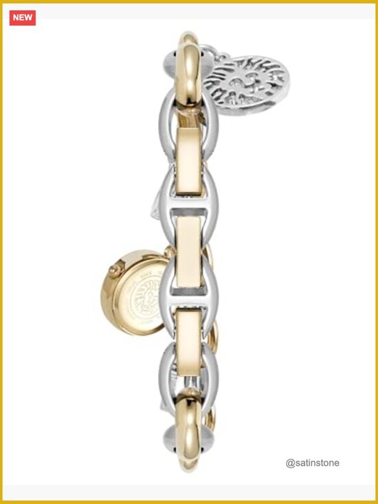 Premium Crystal Accented Gold-Tone Charm Bracelet Watch  display picture 1